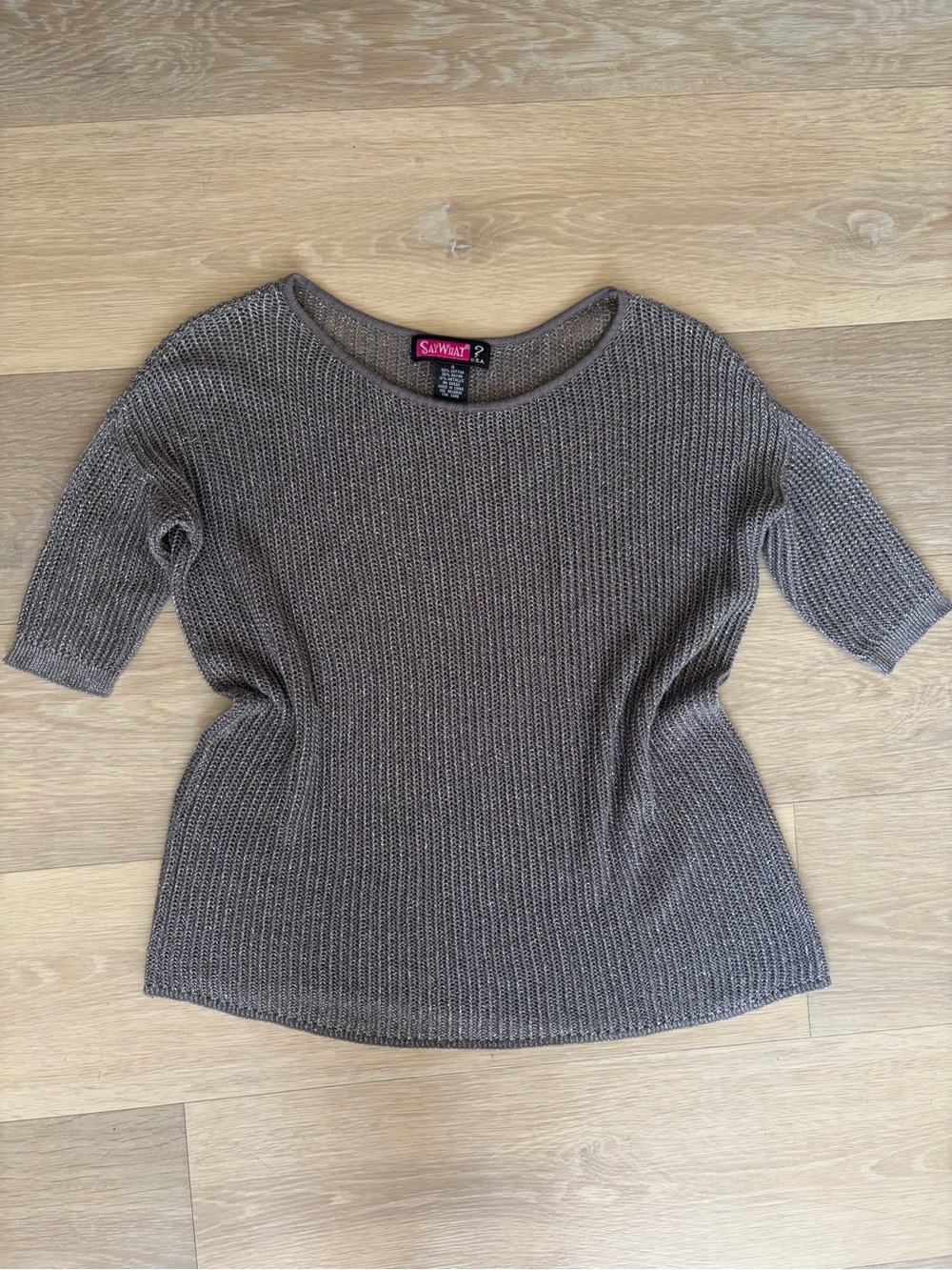 Y2K Say What? Metallic Knit Sweater Top Size S